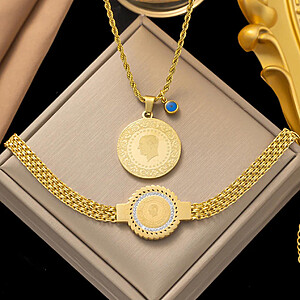 SET MONEDA IMPERIALA PLACAT CU AUR DE 14K