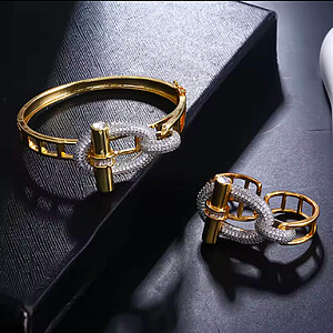 SET BRATARA SI INEL AURIT-DESIGN NOD ELEGANT