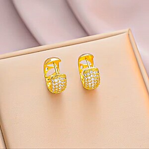 CERCEI GOLD SPARKLE CU CRISTALE STRALUCITOARE